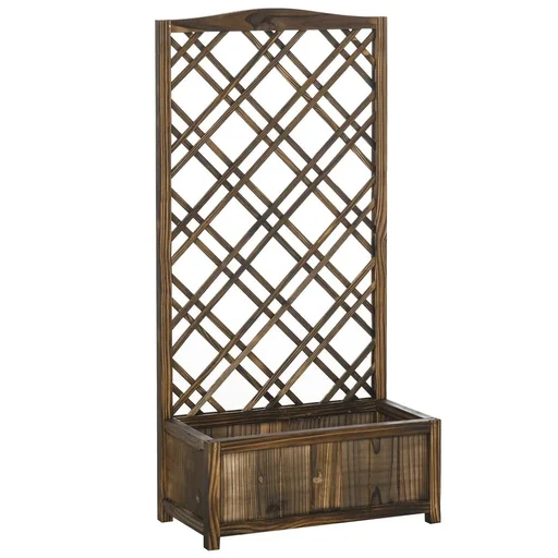 "Pflanzkasten Blumenständer Rankgitter Rankkasten Rosenbogen Garten Holz Brown 60 x 30 x 122.5 cm image"