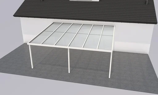 "Patio roof Premium, white, 6110 x 5060 mm - Polycarbonate multi-wall sheets 16 mm, white striped image"
