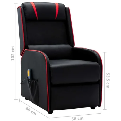 "Massage chair adjustable faux leather black and red image"