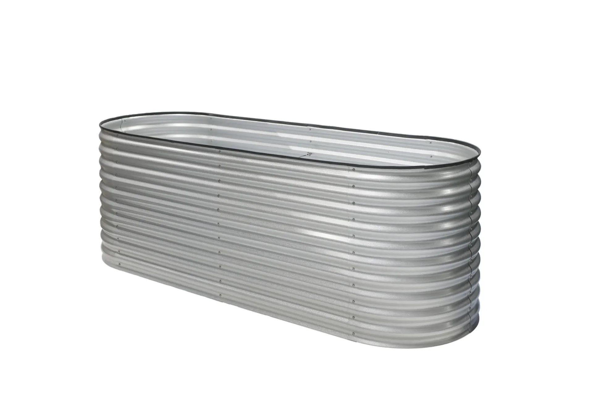 Verhoogde moestuinbak Grow Faster, 240×80×82 cm, zilver – metaal van gegalvaniseerd golfplaat