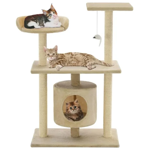 "Cat scratching post with sisal cat scratching posts 95 cm beige image"