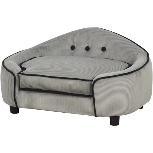 "Dog bed 66.5x45x35.5 cm wood + plush, grey image"