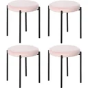 Stool 4-piece set with velvet cover gray