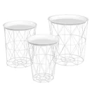 Set of 3 side tables with storage space, bedside table, decorative sofa table with removable lid, basket shelf, wicker table, coffee table