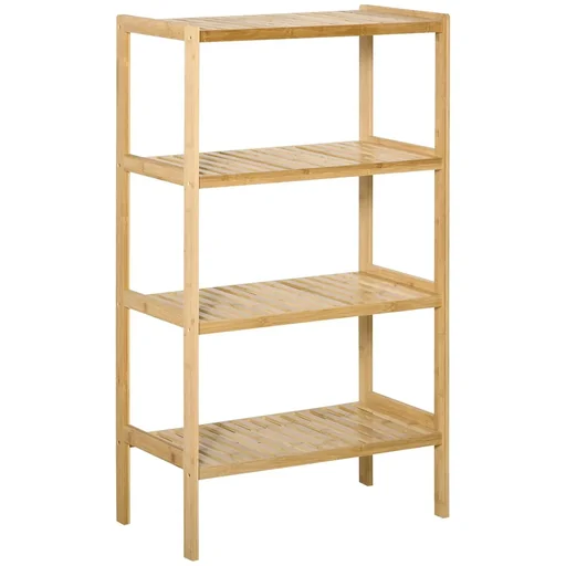 "Beach Shelf Bookcase 4-Tier Bamboo Storage Shelf Natural Bamboo 62 x 33 x 112 cm image"