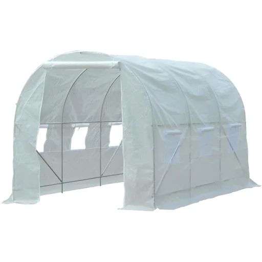 "Plastic greenhouse 3.5x2x2m 6 side windows white image"