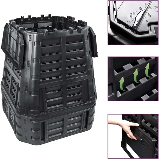 "Compost bin 740 L 93.3x93.3x113 cm black image"