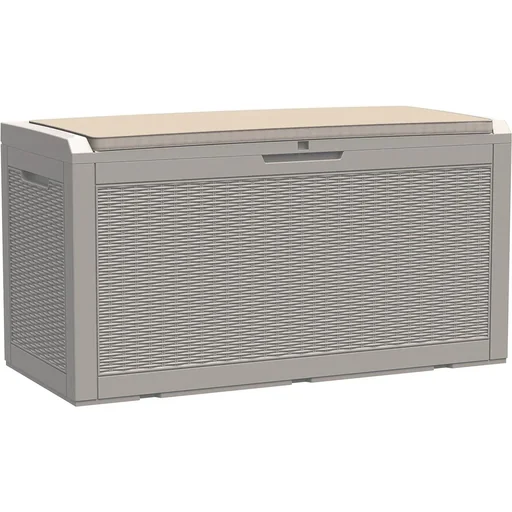 "2-in-1 garden chest in rattan look grey image"