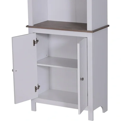 "Office cabinet, office shelf, storage cabinet, filing cabinet, bookcase, 3 compartments, wood, 60 x 30 x 175 cm image"