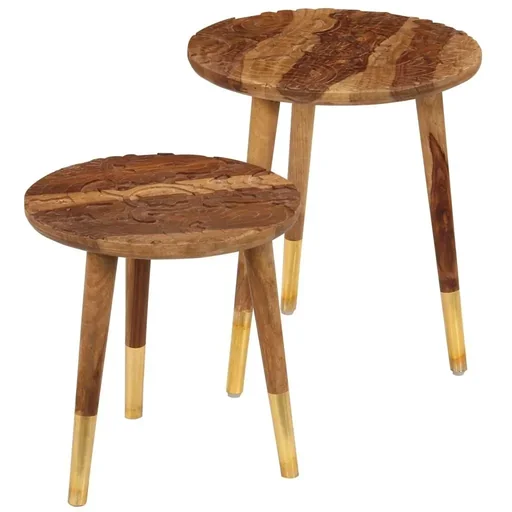 "Coffee tables 2 pieces made of solid sheesham wood image"