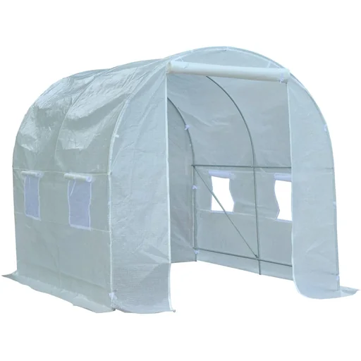 "Plastic greenhouse 2.5x2x2m 4 side windows white image"