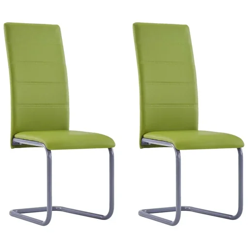 "Dining room chairs 2 pieces artificial leather green image"