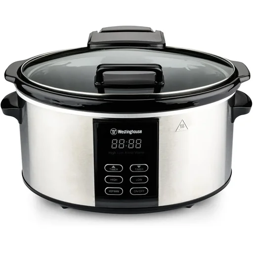 "Slow Cooker - with removable ceramic pan - 6 liters - stainless steel image"