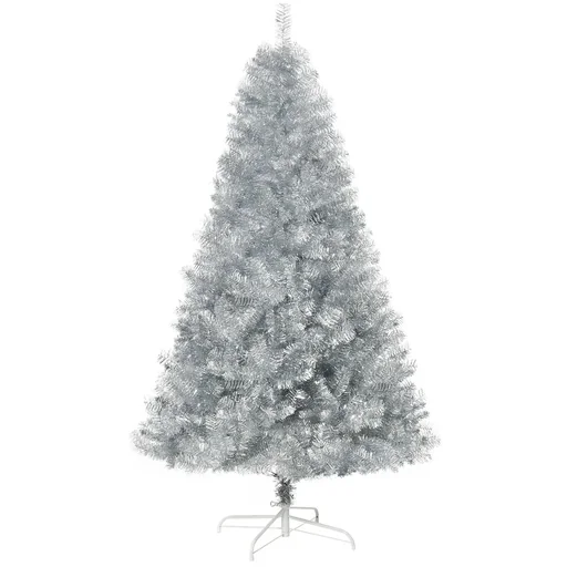 "Artificial Christmas tree 180 cm Christmas tree with 1000 branch tips including Christmas tree stand metal silver+white Ø103 x 180 cm image"