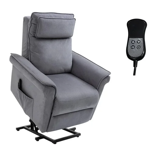 "Riser chair TV chair with electric riser reclining function linen-touch steel grey 86 x 95 x 106 cm image"