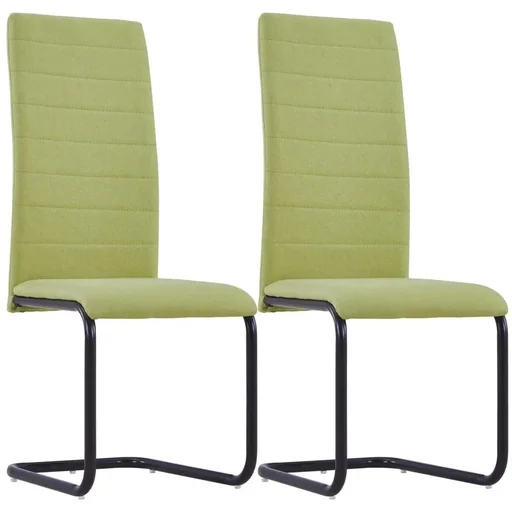 "2-piece dining room chairs, green fabric image"