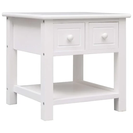 "Side table 40x40x40 cm Paulownia wood white image"