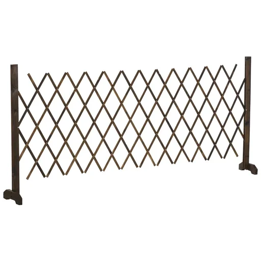 "Scissor gate barrier scissor barrier extendable 37-225 cm garden flexible practical wood charred 225 x 30 x 106 cm image"
