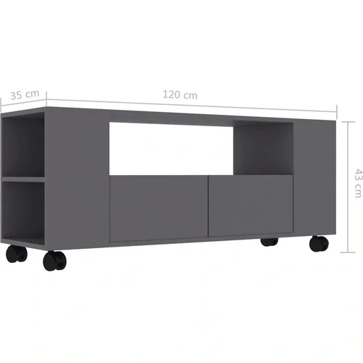 "TV cabinet 120x35x43 cm chipboard grey image"