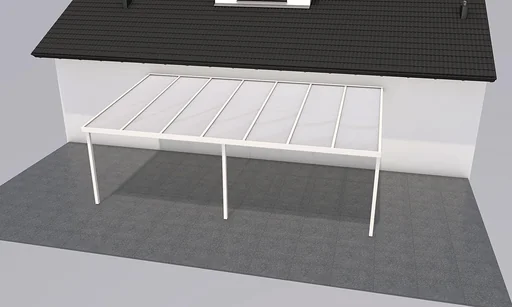 "Patio roof Premium, white, 7120 x 4060 mm - Polycarbonate multi-wall sheets 16 mm, white striped image"
