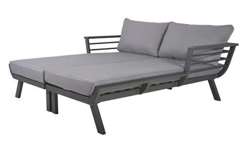 "Double lounger DELIA, aluminum, dark gray / polyester, gray image"