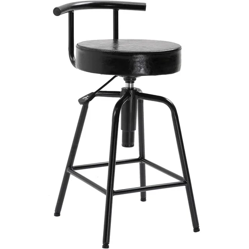 "Bar stool with air pressure spring, height adjustable, PU metal frame, 38 x 43 x (74 82) cm image"