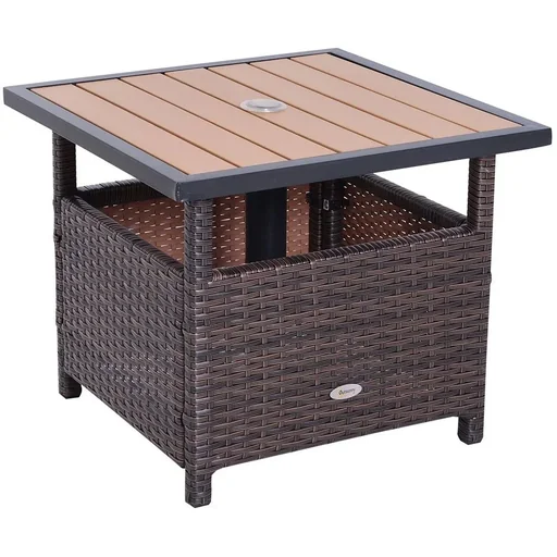 "Polyrattan garden table brown image"