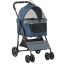 2-in-1 dog buggy transport bag cat buggy with universal wheel removable cover Oxford dark blue + black 77.5 x 51