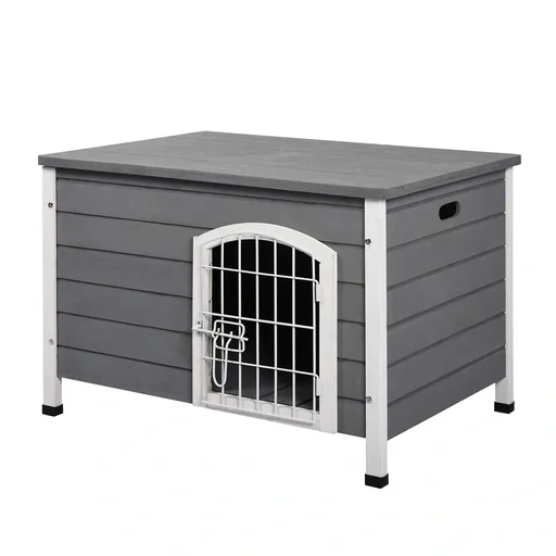 "Dog kennel dog house with door dog box grid box transport cage for cats rabbits gray fir 80x55x53.5 cm image"