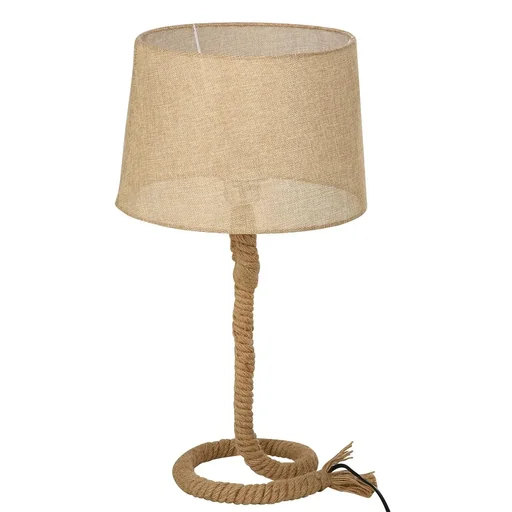 "Table lamp E27 socket 40 W hemp linen steel beige image"