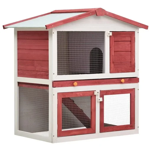 "Outdoor rabbit hutch with 3 doors image"
