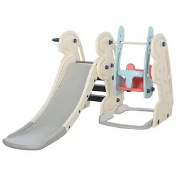 3-in-1 kinderglijbaan kinder glijbaan met basketbalring, schommel, ladder speelgo