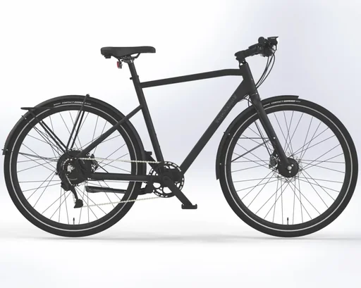 "Men's 28-inch city e-bike, frame height 55 cm, 8-speed derailleur, black, URBANICER 21.EMU.10 image"