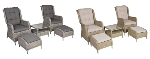 "VALENCIA armchair set, 5-piece, steel / plastic mesh / polyester, anise brown image"