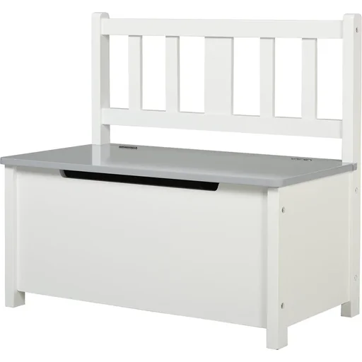 "Toy box, storage chest, bench with storage space, chest bench, solid wood legs, from 3 years, grey, 60 x 30 x 55 image"