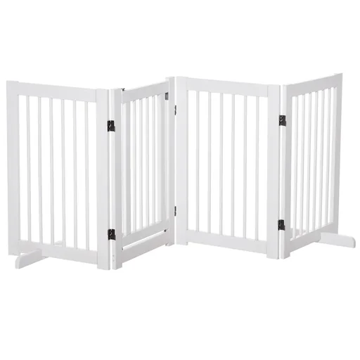 "Protective gate for animals, free-standing safety gate, foldable dog with 2 support feet for animals and stairs, white, 75 cm, 4 pieces image"