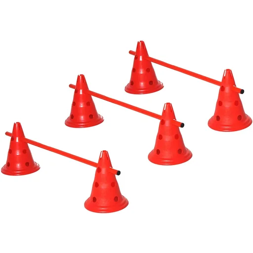 "Hurdle set 6 x cone hurdles + 3 x hurdle poles 30cm RED image"