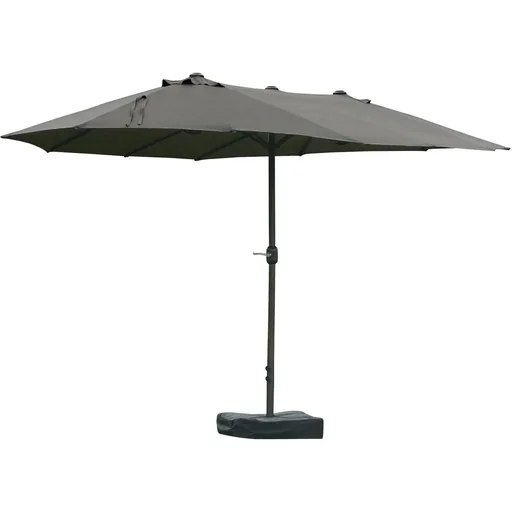 "Double parasol with hand crank dark green image"