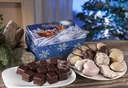 Santa Claus sleigh cookie tin