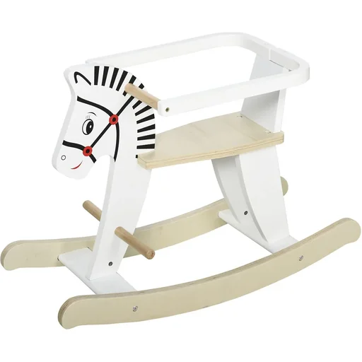 "Children's rocking horse made of wood, rocking animal, rocking toy, horse, children's swing with handles for 1-3 years, white 68 image"