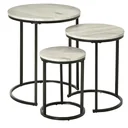 Side tables set of 3 stackable coffee tables 3 sizes industrial design metal black+grey
