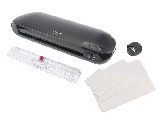"4-in-1 laminator set with ruler, corner rounder and foils image"