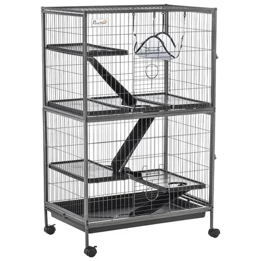 "Small animal cage with hammocks rodent aviary with wheels 4-tier cage XXL suitable for hamsters small animals guinea pigs image"