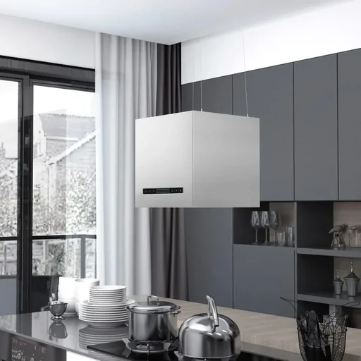 "Stainless steel extractor hood, hanging with touch sensor LCD 37 cm image"