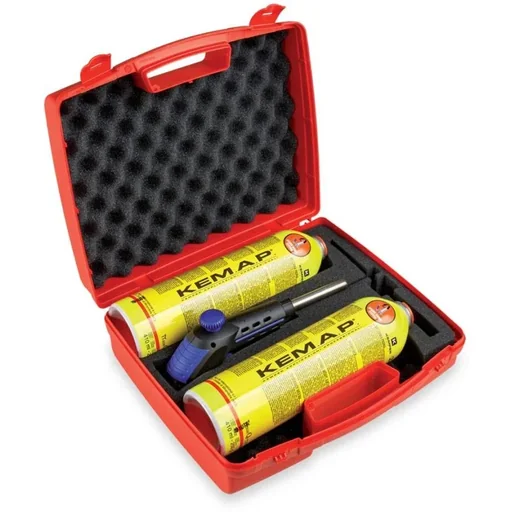 "Professional soldering iron brazing set in a case - 2400 °C - including 2 soft and hard solder cartridges image"