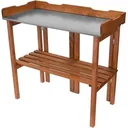 Garden planting table with zinc sheet and wooden shelf - flower table - foldable - 94 x 40 x 86 cm