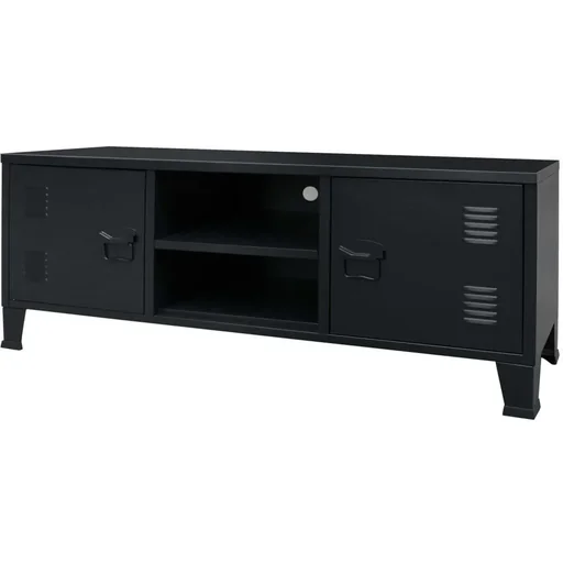 "TV cabinet industrial style 120x35x48 cm metal black image"