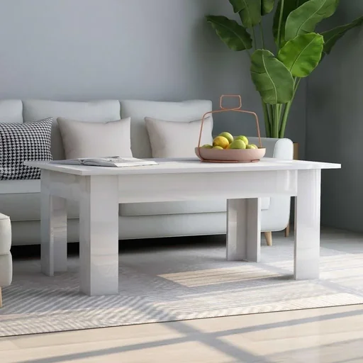 "Coffee table 100x60x42 cm high-gloss chipboard white image"