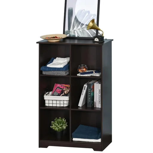 "Cube cabinet with 6 compartments, coffee-colored image"