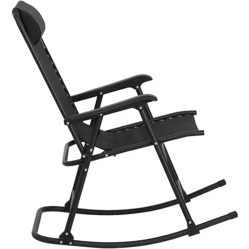 "Rocking chair, rocking lounger, garden lounger, swing lounger, 1 x pillow, foldable, black, up to 120 kg, 90 x 64 x 110 cm image"
